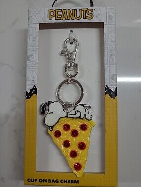 Peanuts Snoopy Pizza Slice Clip-On Bag Charm - Yellow & Red